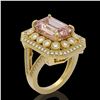 Image 2 : 6.08 ctw Certified Morganite & Diamond Victorian Ring 14K Yellow Gold - REF-226K4Y