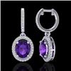 Image 2 : 3.50 ctw Amethyst & Micro Pave VS/SI Diamond Earrings 18k White Gold - REF-99W8H