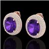 Image 1 : 8 ctw Amethyst & Micro Pave VS/SI Diamond Earrings 14k Rose Gold - REF-141M8G