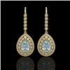 Image 1 : 7.56 ctw Aquamarine & Diamond Victorian Earrings 14K Yellow Gold - REF-310M4G