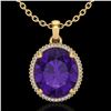 10 ctw Amethyst & Micro Pave VS/SI Diamond Necklace 18k Yellow Gold - REF-78K2Y