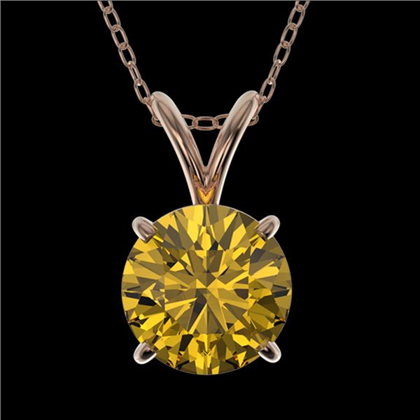 1.25 ctw Certified Intense Yellow Diamond Necklace 10k Rose Gold - REF-196M4G