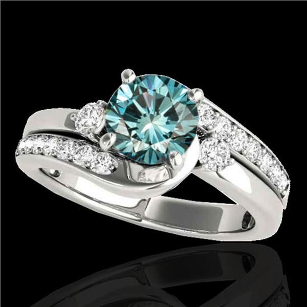 1.75 ctw SI Certified Fancy Blue Diamond Bypass Ring 10k White Gold - REF-190N9F