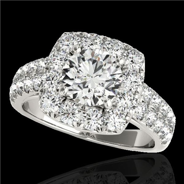 2.5 ctw Certified Diamond Solitaire Halo Ring 10k White Gold - REF-300A2N
