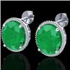 25 ctw Emerald & Micro Pave VS/SI Diamond Earrings 18k White Gold - REF-254N5F