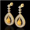2.25 ctw Citrine & Micro Pave VS/SI Diamond Earrings 14k Yellow Gold - REF-99K8Y