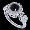 1.5 ctw Fancy Black Diamond Art Deco 3 Stone Ring 18k White Gold - REF-170Y2X