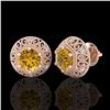 Image 2 : 1.31 ctw Intense Fancy Yellow Diamond Art Deco Earrings 18k Rose Gold - REF-149R3K