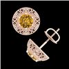 Image 3 : 1.31 ctw Intense Fancy Yellow Diamond Art Deco Earrings 18k Rose Gold - REF-149R3K