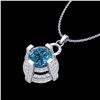 Image 2 : 1.57 ctw Fancy Intense Blue Diamond Micro Pave Necklace 18k White Gold - REF-154R5K