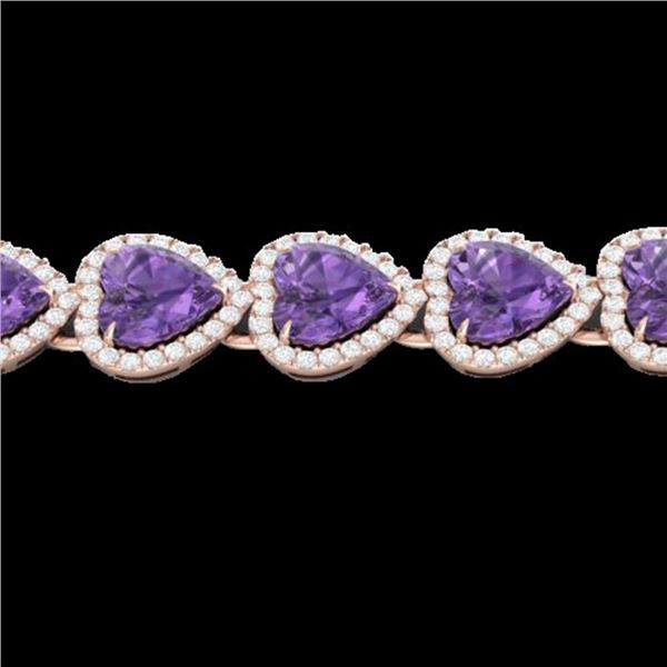 23 ctw Amethyst & Micro Pave Bracelet Heart Halo 14k Rose Gold - REF-415R5K