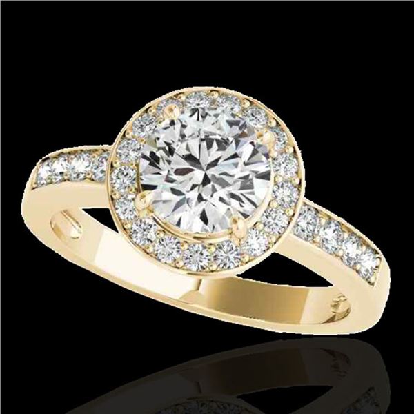 1.4 ctw Certified Diamond Solitaire Halo Ring 10k Yellow Gold - REF-200W5H
