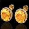 20 ctw Citrine & Micro Pave VS/SI Diamond Earrings 18k Yellow Gold - REF-118G2W