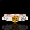 Image 2 : 2.3 ctw Intense Fancy Yellow Diamond Micro Pave Ring 18k Rose Gold - REF-236A4N