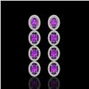 5.56 ctw Amethyst & Diamond Micro Pave Halo Earrings 10k White Gold - REF-143X6A