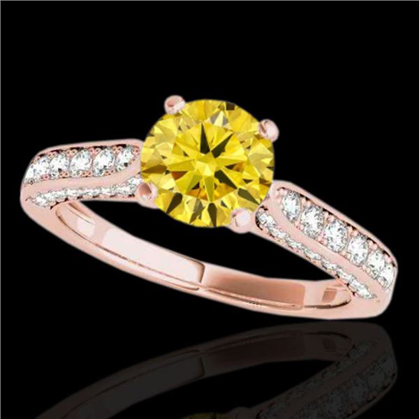 1.6 ctw Certified SI/I Fancy Intense Yellow Diamond Ring 10k Rose Gold - REF-197N8F