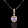 Image 2 : 2.6 ctw Tanzanite & Diamond Victorian Necklace 14K Rose Gold - REF-100F2M