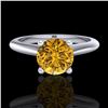 Image 2 : 1.08 ctw Intense Fancy Yellow Diamond Art Deco Ring 18k White Gold - REF-177F3M