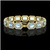 Image 2 : 36.81 ctw Aquamarine & Diamond Micro Pave Halo Bracelet 10k Yellow Gold - REF-600R4K