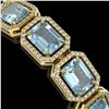 Image 3 : 36.81 ctw Aquamarine & Diamond Micro Pave Halo Bracelet 10k Yellow Gold - REF-600R4K