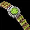 Image 2 : 29.26 ctw Peridot & Diamond Bracelet 14K Rose Gold - REF-281M8G