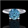 Image 2 : 1.6 ctw Intense Blue Diamond Engagment Art Deco Ring 18k White Gold - REF-216N8F