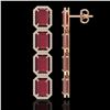 Image 2 : 20.59 ctw Ruby & Diamond Micro Pave Halo Earrings 10k Rose Gold - REF-230M9G