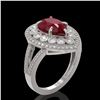 Image 2 : 5.12 ctw Certified Ruby & Diamond Victorian Ring 14K White Gold - REF-161X8A