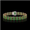 Image 3 : 12.3 ctw Jade & Diamond Bracelet 14K Rose Gold - REF-236X4A