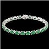 Image 2 : 29 ctw Emerald Eternity Designer Bracelet 14k White Gold - REF-180A2N