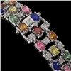 Image 3 : 18.16 ctw Multi Color Sapphire & Diamond Row Bracelet 10K White Gold - REF-250R9K