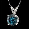 Image 2 : 1 ctw Certified Intense Blue Diamond Solitaire Necklace 10k White Gold - REF-90N8F