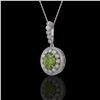 Image 1 : 4.22 ctw Tourmaline & Diamond Victorian Necklace 14K White Gold - REF-134W2H