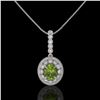 Image 2 : 4.22 ctw Tourmaline & Diamond Victorian Necklace 14K White Gold - REF-134W2H