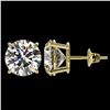 Image 2 : 4 ctw Certified Diamond Solitaire Stud Earrings 10k Yellow Gold - REF-862M5G