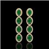 Image 1 : 6.47 ctw Emerald & Diamond Micro Pave Halo Earrings 10k Yellow Gold - REF-143M6G