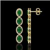 Image 2 : 6.47 ctw Emerald & Diamond Micro Pave Halo Earrings 10k Yellow Gold - REF-143M6G