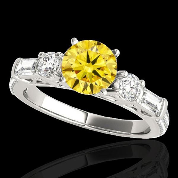 2.5 ctw SI/I Fancy Intense Yellow Diamond Pave Ring 10k White Gold - REF-381A8N