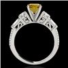 Image 2 : 2.5 ctw SI/I Fancy Intense Yellow Diamond Pave Ring 10k White Gold - REF-381A8N