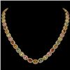 Image 1 : 31.96 ctw Multi Color Sapphire & Diamond Micro Pave Necklace 10k Yellow Gold - REF-674N4F