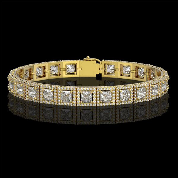 15.87 ctw Princess Cut Diamond Micro Pave Bracelet 18K Yellow Gold - REF-2171N9F