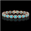 Image 1 : 11.40 ctw Turquoise & Diamond Micro Pave Halo Bracelet 10k Rose Gold - REF-227G8W