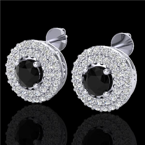 1.40 ctw Micro VS/SI Diamond Designer Earrings DOUBLE 18k White Gold - REF-84X9A