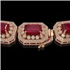 Image 3 : 137.65 ctw Certified Ruby & Diamond Victorian Necklace 14K Rose Gold - REF-2875W6H