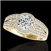 Image 1 : 1.5 ctw Certified Diamond Solitaire Halo Ring 10k Yellow Gold - REF-211H4R