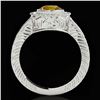 Image 2 : 2 ctw Certified SI/I Fancy Intense Yellow Diamond Halo Ring 10k White Gold - REF-313W6H