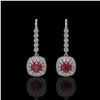 Image 1 : 5.1 ctw Certified Ruby & Diamond Victorian Earrings 14K White Gold - REF-172R8K