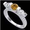 Image 1 : 2.3 ctw Intense Fancy Yellow Diamond Micro Pave Ring 18k White Gold - REF-236Y4X