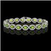 Image 1 : 13.87 ctw Peridot & Diamond Micro Pave Halo Bracelet 10k White Gold - REF-263M6G