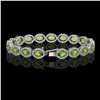 Image 2 : 13.87 ctw Peridot & Diamond Micro Pave Halo Bracelet 10k White Gold - REF-263M6G